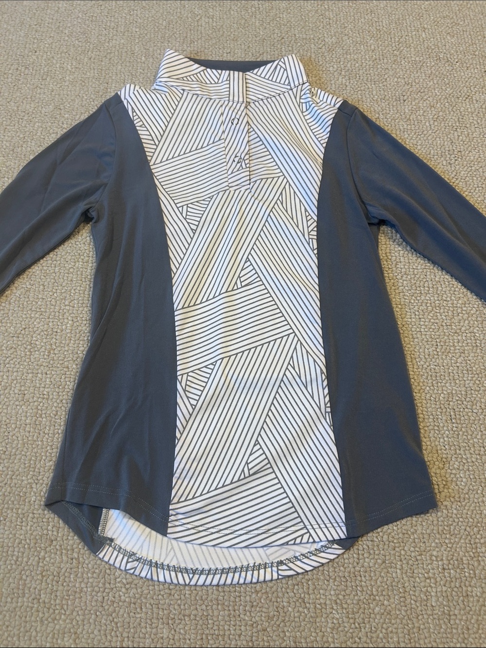 NWT Elliena EQ Grey stripe show shirt
